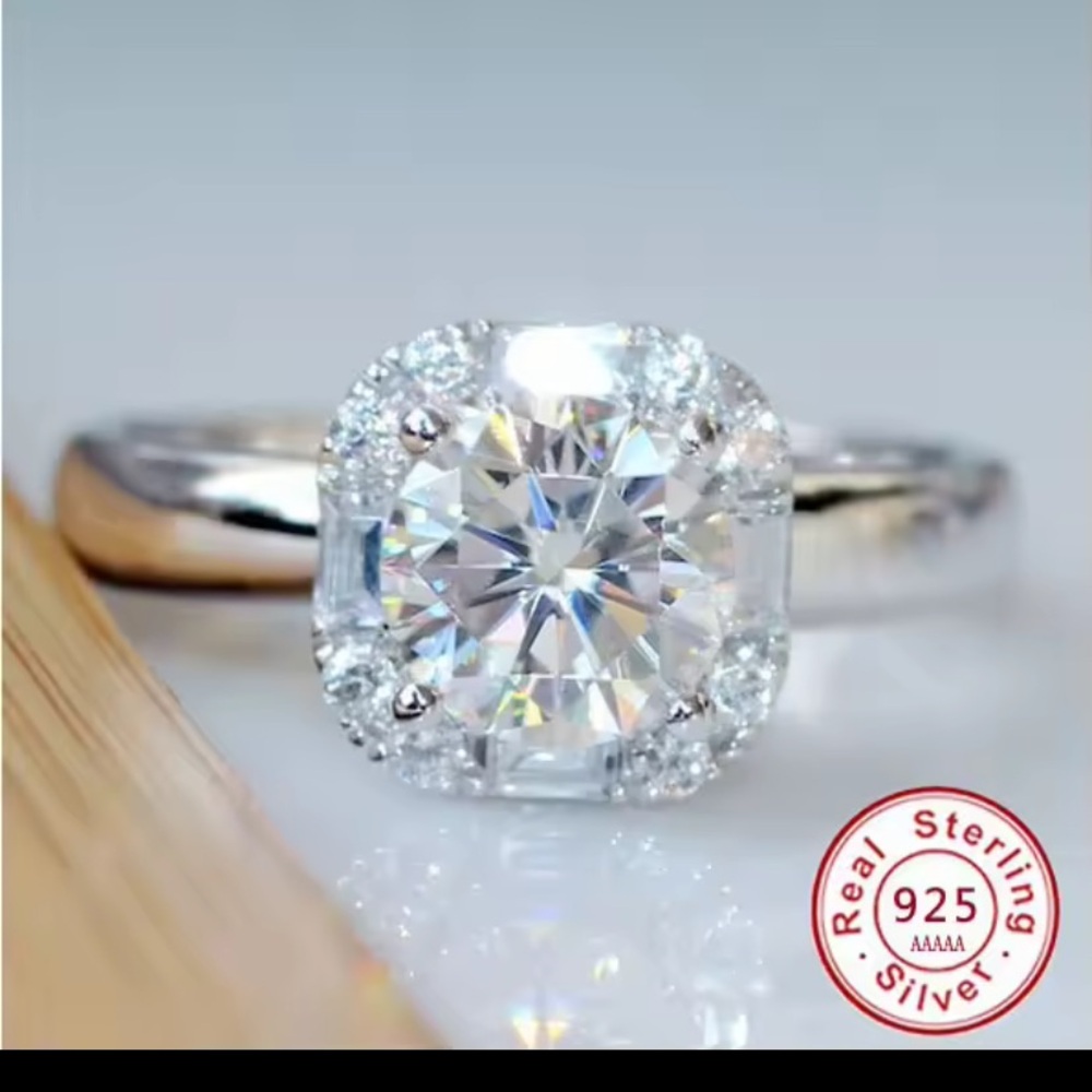 Neiman Marcus9.25 Sterling Silver Ring with Moissanite Gemstone